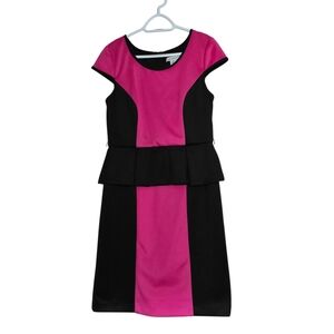 Liz Claiborne Black and Pink Colorblock Pencil Dress Size 10